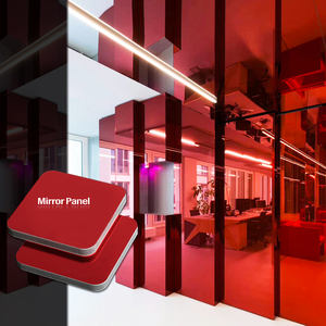 Pannello murale a specchio in legno di carbone di bambù colorato impiallacciatura di legno ignifuga rossa utilizzata per la parete e la decorazione ingegneristica - Product Image 1