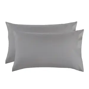 Protetor de travesseiro de tamanho queen, material escovado macio respirável de tecido, umidade, fronha, tamanho cinza