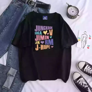 Camiseta estampada Kpop para hombre y mujer, Jungkook <span class=keywords><strong>Jimin</strong></span> V J-Hope Rm Jin, camiseta informal de manga corta de alta calidad - Product Image 1