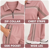 Ensemble deux pièces extensible en maille pour femme, pantalon large en polyester et élasthanne, tissu doux pour les sorties quotidiennes