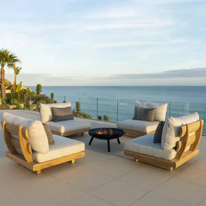 Canapé d'Extérieur Modulaire et Sectionnel Origin de Luxe, Moderne et Imperméable en Bois de Teck pour Salon, Balcon, Jardin, Terrasse et Hôtel - Product Image 4