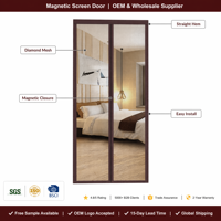 Moustiquaire magnétique transparente et respirante avec maille diamantée à fermeture automatique pour porte de patio