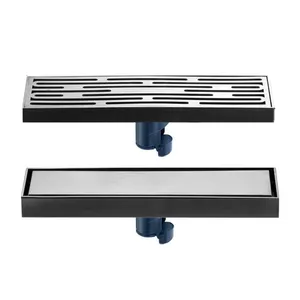 Ống thoát nước sàn nhà tắm hiện đại, chống mùi, hình chữ nhật, thép không gỉ, dài, kiểu tuyến tính, có thể tùy chỉnh chiều dài - Product Image 1