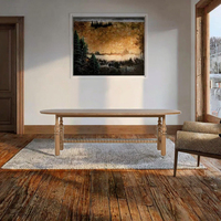Table à manger rétro en bois massif de couleur foncée de style campagnard américain pour hôtel bureau créatif studio d'écriture rectangulaire design ovale
