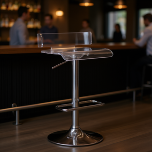 <b>Adjustable</b> Swivel Bar <b>Stool</b> Clear Chrome Base Modern Contemporary Design Commercial Furniture - Product Image 2