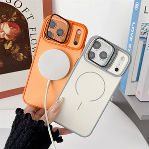 Nouvelle coque de téléphone avec cadre d'appareil photo à clapet, support magnétique en verre, pour iPhone 17 16 15 14 Pro Max, avec support givré et support arrière convertible - Product Image 3