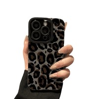 Marque à la mode daim polyvalent Simple imprimé léopard étui de téléphone portable en TPU nouvel Apple 16 Pro Max Compatible iPhone 15/14 Plus