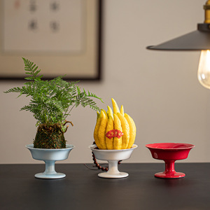 Plateau décoratif rond en céramique de style chinois, en forme de main de Bouddha, pour servir du thé et des en-cas - Product Image 2