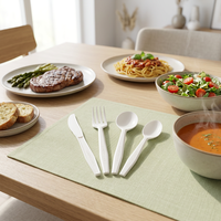 Ensemble de couverts jetables compostables de qualité supérieure en CPLA, couteau, fourchette, cuillère, ustensiles biodégradables pour les fêtes de famille