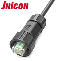 Jnicon-bloqueo de tornillo industrial M19, conector ethernet hembra cat6 rj45 con IP68