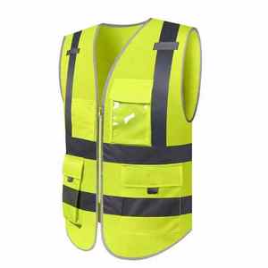 Offres Spéciales Logo personnalisé gilet de sécurité réfléchissant fermeture éclair haute visibilité multi-poches vêtements de sécurité routière ANSI classe 1 EN 20471 - Product Image 5