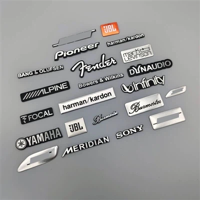 Fashion 3D Ultra Thin Nickel Metal Logo Custom PVD Technique Waterproof Color Loudspeaker Luxury Car Accessories Bicycle Brand