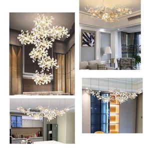 Modern Minimalist Ginkgo <b>Leaf</b> Chandelier for Living Room Artistic Staircase Decorative <b>Lights</b> for Duplex Apartments Villas - Product Image 4