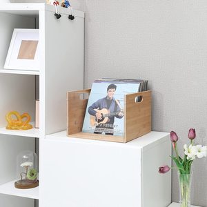 Amazon hot sale Rustic Torched Solid Wood Vinyl Record Album Storage Display Crate Box record holder