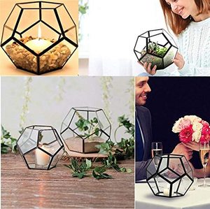 Mini contenitore di terrario geometrico in vetro all'ingrosso Set di terrari in oro Set di vasi da fiori in vetro fioriera vaso ciotola scatola di visualizzazione Decor - Product Image 4