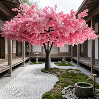 Nouveaux produits grand arbre à fleurs 4.2m de haut et 4.6m de large arbre à fleurs de cerisier artificiel Orange complet pour décor de restaurant intérieur