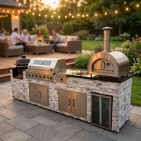 Cuisine d'extérieur BBQ de 11,5 pieds (138 pouces) avec barbecue au propane de 43 pouces, four à pizza de 15355 BTU et barbecue Kamado Somker Egg de 18 pouces pour les réunions