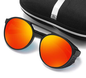 Gafas de Sol Polarizadas Clásicas de Doble Puente Negras Estilo Steampunk de Alta Calidad para Hombre, Nueva Tendencia, Azul Claro Transparente - Product Image 4