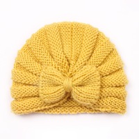 Bonnet en tricot classique pour filles, automne-hiver, bébé, nourrisson, nouveau-né, bonnet chaud pour bébé avec un joli nœud, impression numérique pour filles