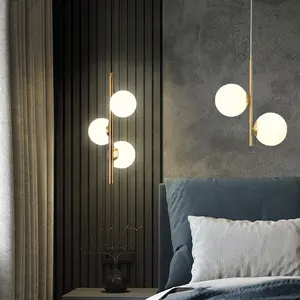 Moderne Eenvoudige Koperachtige Restaurant Hanglamp Luxe Bed Nordic Designer Creatieve Gepersonaliseerde Acryl Bal G9 Hanglamp