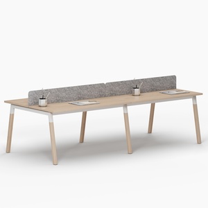 Modern White Executive <b>Desk</b> Steel and Wood Combination Cubicle 4 Person Home Office Workstation - Product Image 5