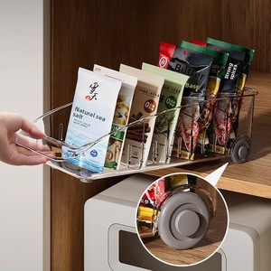 Boîte de rangement transparente pour réfrigérateur, de qualité alimentaire, avec compartiments, en PET, avec roulettes, pour la cuisine - Product Image 1