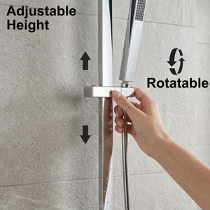 Rail <span class=keywords><strong>de</strong></span> <span class=keywords><strong>douche</strong></span> mural carré chromé en acier inoxydable 201, facile à installer, avec glissière – Fournisseur d'usine - Product Image 3