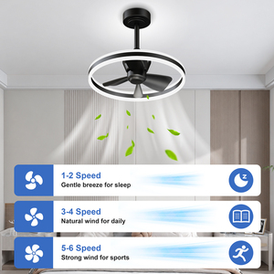 Smart LED <b>Ceiling</b> Fan <b>Light</b> With Downrod Modern <b>Ceiling</b> Fan APP & <b>Remote</b> <b>Control</b> 6 Speed Wind Reversible Motor Home Lighting - Product Image 3