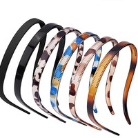 Paquete de 6 Diademas Delgadas Ecológicas Ajustables de Alta Calidad Antideslizantes con Cabeza de Plástico, Diseño de Concha de Tortuga Mate, Diademas para Mujer, Venta al Por Mayor