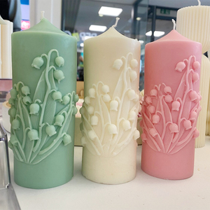 Fiore del mughetto candela cilindrica stampo in <span class=keywords><strong>Silicone</strong></span> candela profumata fatta a mano sfera di fiori in rilievo stampo in cera di sapone di soia - Product Image 6