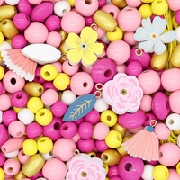 Kit de Bricolage Éducatif Personnalisé pour Enfants avec Perles en Bois Florales, Fabricant OEM ODM, Ensemble de Breloques Éventail en Forme de Feuille, Vente en Gros, Marque Privée