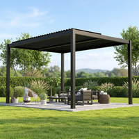 Gazebo Moderno con Techo de Aluminio Impermeable y Persianas, Operación Eléctrica con Control Remoto, Ecológico, para Balcón y Espacios Verdes Urbanos