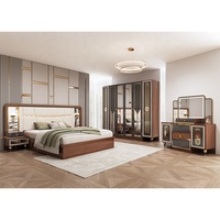 Ensemble de meubles de chambre à coucher complet de style turc moderne pour adultes, lit double, suite, rangement à domicile, cadre en bois, luxe, taille king