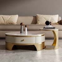 Ensemble meuble TV moderne de luxe en bois avec dessus en marbre et table basse pour le salon Console beige Meuble flottant design