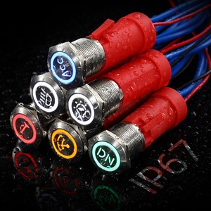 ライト付きIP67カスタマイズロゴシンボル36v 19mmセルフロック防水金属プッシュボタンスイッチワイヤーなし - Product Image 6