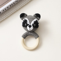 Hochet en peluche fait main, animaux en crochet, poupées tricotées pour bébé, jouets apaisants, jouets à mâcher, fabrication Henan