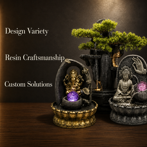 Fuente de agua Zen con estatua de Buda en resina y piedra compuesta, con luz LED, bomba <span class=keywords><strong>sumergible</strong></span> impermeable para decoración de jardín, patio e interiores. - Product Image 4