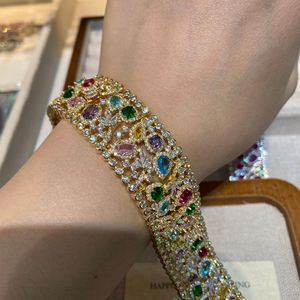 XILIANGFEIZI เครื่องประดับสไตล์ใหม่ หรูหรา แฟชั่น คุณภาพสูง กำไลข้อมือกว้าง วินเทจ ประดับพลอยหลากสี - Product Image 4