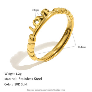 Bagues ouvertes empilables minimalistes en acier inoxydable plaqué or 18 carats avec perles, étoiles, cœurs et lettres d'amour – Bagues tendance pour femme, idée cadeau - Product Image 4
