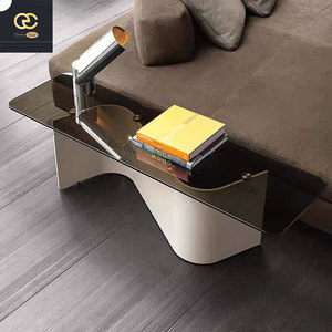 Muebles de sala de estar de diseño nórdico de lujo de alta calidad, mesa de centro de vidrio, mesa de centro de forma irregular de Villa - Product Image 2