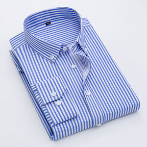 Camicia a maniche lunghe a righe con bottoni classici Slim Fit Design alla moda per gli uomini ODM OEM Rayee Decontractee Chemise per il tempo libero all'ingrosso - Product Image 3