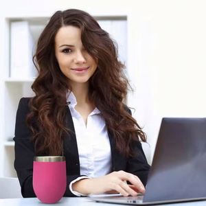 Design Custom Logo 12oz 350ml Eco-Friendly Powder Coated 304 Stainless Steel Double-Walled Travel Wine Tumbler Egg-Shaped - Product Image 6