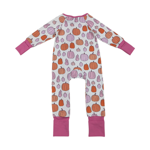 RTS Venta al por mayor de manga larga Calabazas Zip Romper para niñas Ropa de diseño de primavera y otoño - Product Image 3