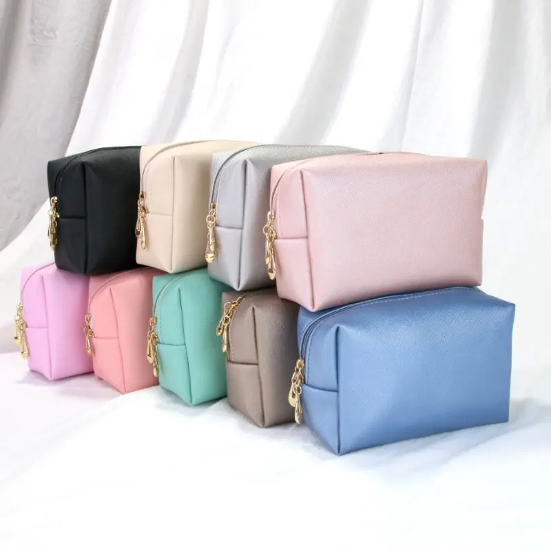 New Design Soft Waterproof Makeup Bag Custom Logo Durable Girls Custom Cosmetic Bag Pu Leather