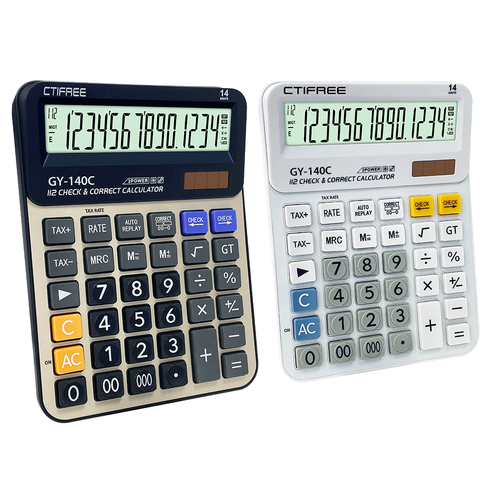 CTIFREE 14 Digit Calculator - Dual Power, Versatile Function