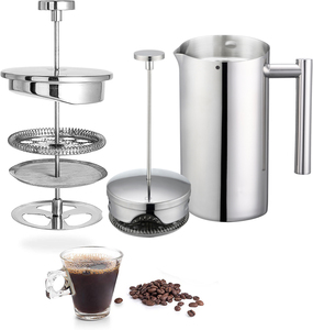 Stantuffo per caffè alimentare di vendita caldo pressa per caffè <span class=keywords><strong>francese</strong></span> <span class=keywords><strong>caffettiera</strong></span> a doppia parete in acciaio inossidabile French Press cafetiere - Product Image 1