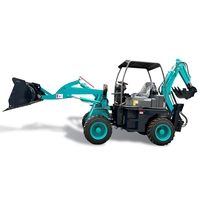 Kleiner Mini TLB-Baggerlader-Traktor mit Frontlader und Heckbagger