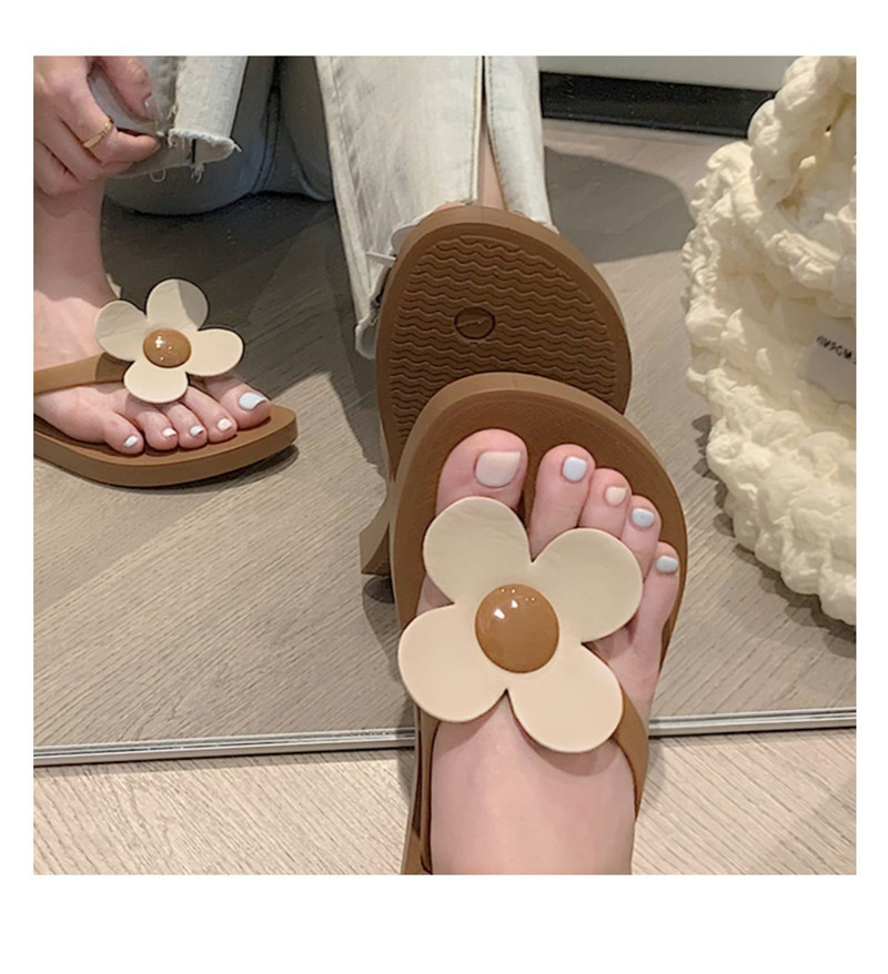Fashion Flower Flip-flops Women Summer Beach Shoes Soft Soled PVC Flip Flops Slippers