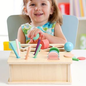 Gemma Toys Montessori Wooden <b>Shaped</b> Building <b>Block</b> Matching Box Early Education Puzzle Coin Operated Teaching Aids Toys for - Product Image 2