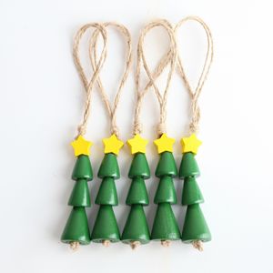 Mini Árbol de Navidad de Madera, Decoraciones Verdes con Estrella Amarilla, Decoración Navideña para Interiores, Juego de 4 Piezas, Regalo Ecológico - Product Image 3